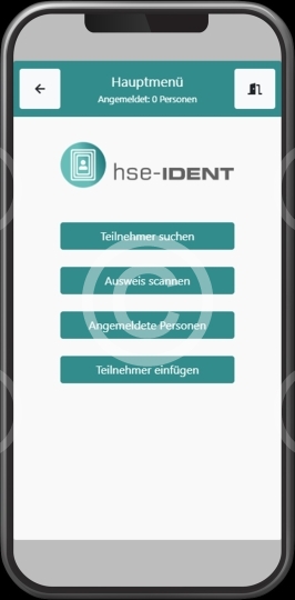 hse-IDENT, Screenshot,Hauptmenü 2, mobile App, Smartphone, Webapp