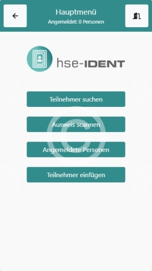 hse-IDENT, Screenshot,Hauptmenü, mobile App, Smartphone, Webapp
