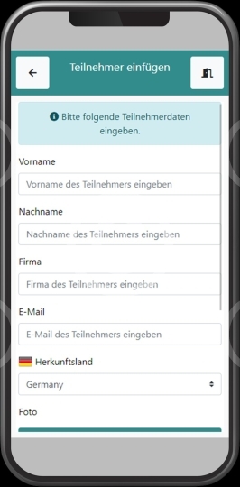 hse-IDENT, Screenshot,Login, Teilnehmer-Erfassung, mobile App, Smartphone, Webapp